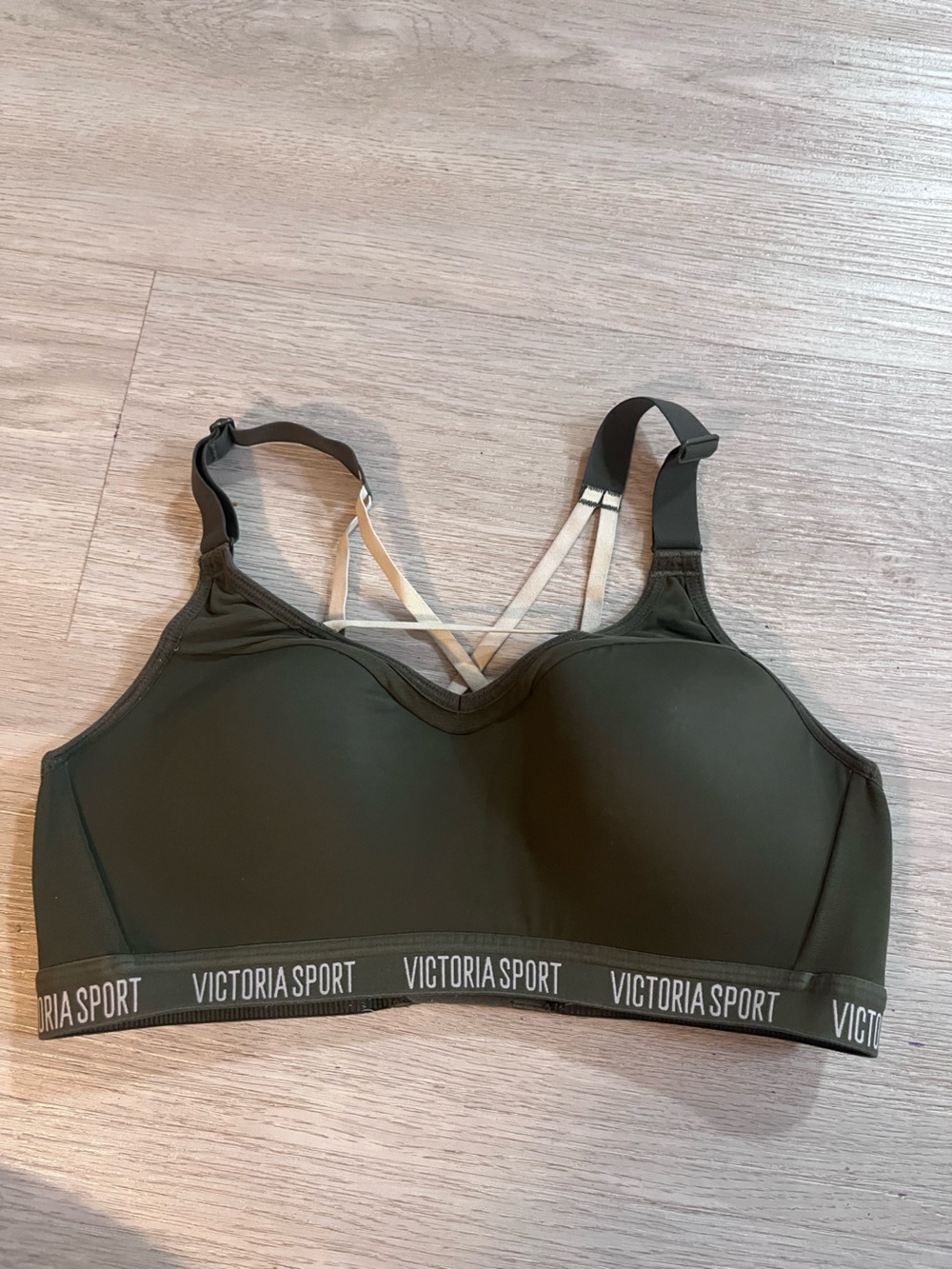Victoria Sport Olive Green Strappy Sports Bra Medium